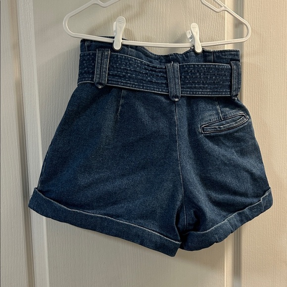 Sezane Rome Blue Jean Shorts with Belt - Picture 3 of 13